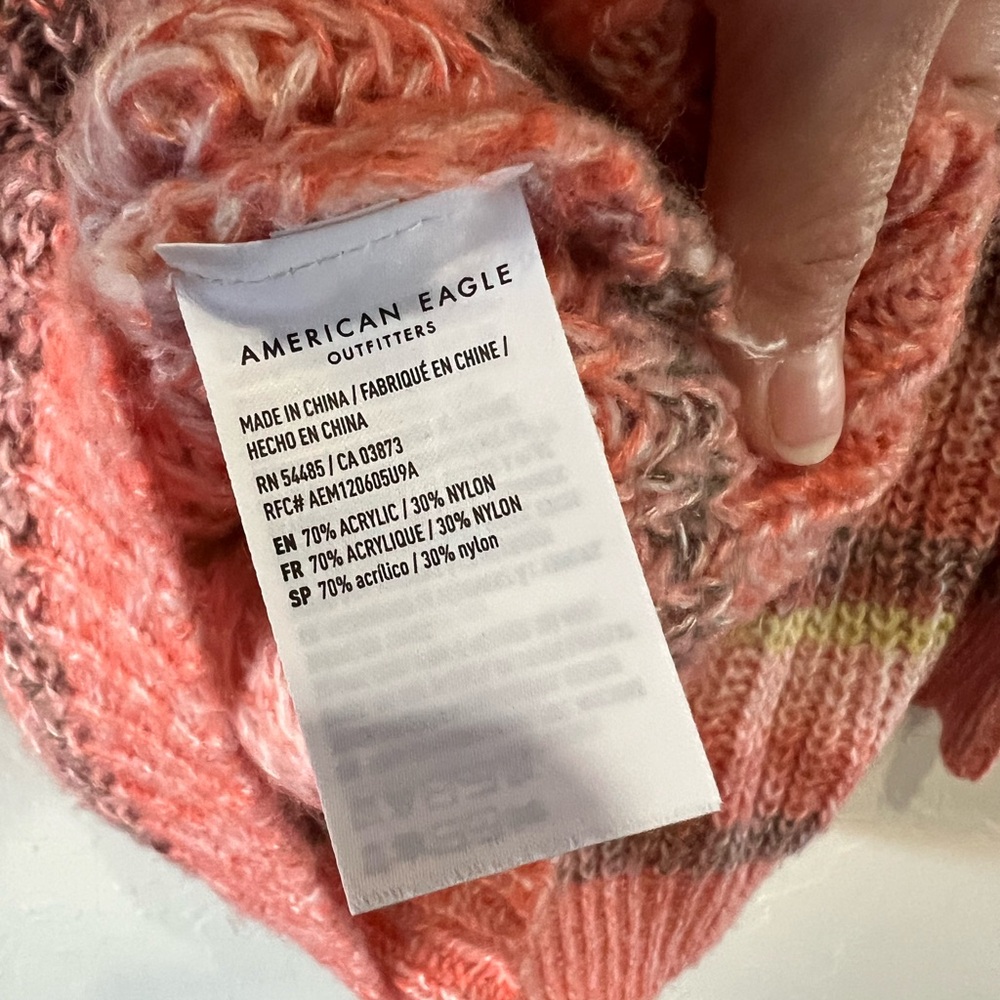 American eagle oversized fuzzy autumn color striped crewneck sweater Medium - Picture 6 of 8